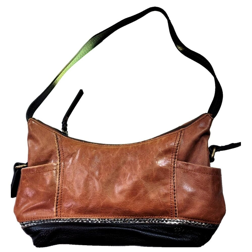 THE SAK Kendra Leather Hobo Shoulder Medium Bag Brown Two Tone Full Zip Closure